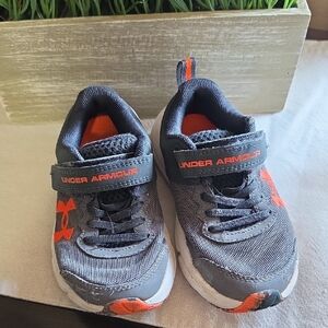 Under Armour Kids Gray and Orange Athletic Sneakers